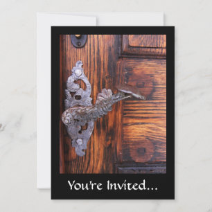 Invitation Poignée de porte vintage, Immobilier en bois vieil