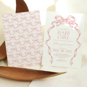 Invitation Poignée rose poitrine Douce bébé fille Douche