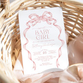 Invitation Poignée rose poitrine Douce bébé fille Douche