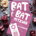 Invitation Poignée super Bat mitzvah personnalisé rose<br><div class="desc">Carte parfaite pour annoncer un bat mitzvah ! L'art à la main pour vous avec le lettrage à l'avant et à l'arrière ! ENTIÈREMENT PERSONNALISABLE ! Cliquez sur "Personnaliser" ci-dessus pour modifier le texte. Cliquez sur "modifier à l'aide de l'outil de conception" pour ajuster les polices, les couleurs et les...</div>