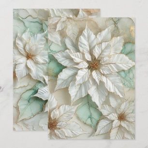 Invitation Poinsététie d'encre blanche et menthe imprimable