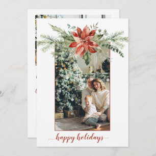 Invitation Poinsettia À feuillage persistant frontière rouge