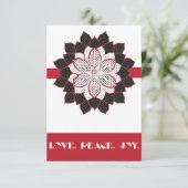 Invitation poinsettia Abstraite noire, blanche et rouge (Debout devant)