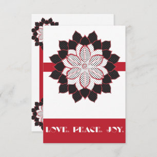 Invitation poinsettia Abstraite noire, blanche et rouge