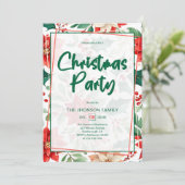 Invitation Poinsettia and Berry Pattern Christmas Party (Debout devant)