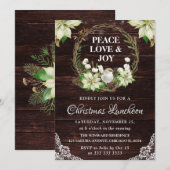 Invitation Poinsettia Blanc Rustique et Noël Robin (Devant / Derrière)