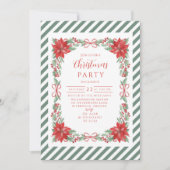 Invitation Poinsettia Botanical Stripe Christmas (Devant)