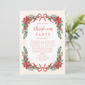 Invitation Poinsettia Bow Botanical Christmas (Debout devant)