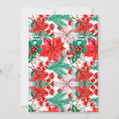 Invitation Poinsettia, Branches de pin et Baies Rouges (Dos)
