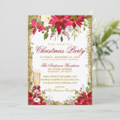 Invitation Poinsettia Champagne Florale Fête de Noël (Debout devant)