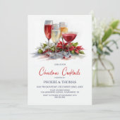 Invitation Poinsettia Christmas Cocktail Party (Debout devant)