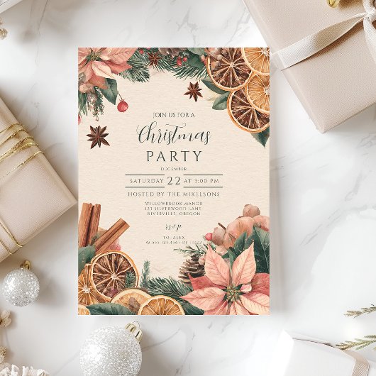 Invitation Poinsettia Citron Festif
