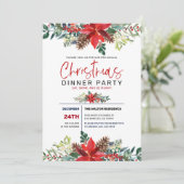 Invitation Poinsettia de Noël rouge et feuillage d'hiver (Debout devant)