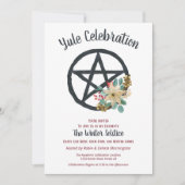 Invitation Poinsettia de Yule Étoile de pentacle du solstice (Devant)