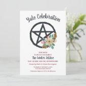 Invitation Poinsettia de Yule Étoile de pentacle du solstice (Debout devant)