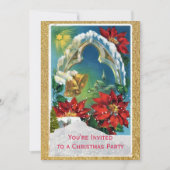 Invitation Poinsettia et Gold Bells Fête de Noël (Devant)