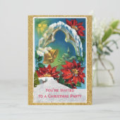 Invitation Poinsettia et Gold Bells Fête de Noël (Debout devant)