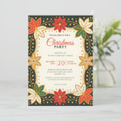 Invitation Poinsettia et Snowflake Fête de Noël d'entreprise (Debout devant)
