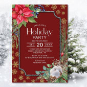 Invitation Poinsettia et Snowflakes Fête