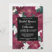 Invitation Poinsettia faux feuille or rouge blanc floral chic (Devant)