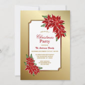 Invitation Poinsettia fête de Noël Gold Bordée (Devant)