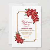 Invitation Poinsettia fête de Noël Gold Bordée (Devant)