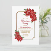 Invitation Poinsettia fête de Noël Gold Bordée (Debout devant)