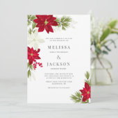 Invitation Poinsettia Fleur et Mariage de pin (Debout devant)