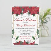 Invitation Poinsettia Floral Noël Douceur 16 aquarelle (Debout devant)