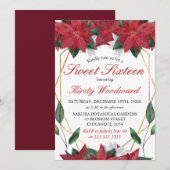 Invitation Poinsettia Floral Noël Douceur 16 aquarelle (Devant / Derrière)