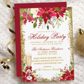 Invitation Poinsettia Florale Champagne Verre Fête