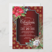 Invitation Poinsettia Gold Snowflakes (Devant)