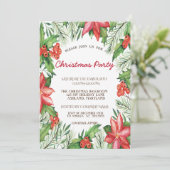 Invitation Poinsettia, Holly Berries Fête de Noël d'entrepris (Debout devant)