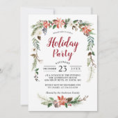 Invitation Poinsettia Holly Berry Ivory Floral Fête (Devant)