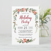 Invitation Poinsettia Holly Berry Ivory Floral Fête (Debout devant)