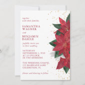 Invitation Poinsettia Noël Floral Rouge Mariage élégant (Devant)