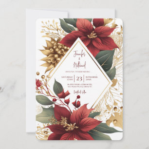 Invitation Poinsettia Or Noël Mariage Fête