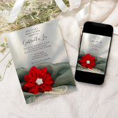 Invitation Poinsettia perles sur la Fête des mariées d'hiver