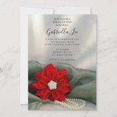 Invitation Poinsettia perles sur la Fête des mariées d'hiver (Devant)