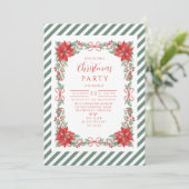 Invitation Poinsettia Rayure Botanique Noël (Debout devant)