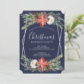 Invitation Poinsettia & roses blanches Dîner de Noël invitati (Debout devant)
