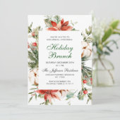 Invitation Poinsettia rouge festive Noël brunch des Fêtes (Debout devant)