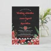 Invitation Poinsettia rouge | Mariage de Noël en tableau noir (Debout devant)