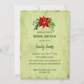 Invitation Poinsettia rouge sur vert Vintage, Brunch nuptial (Devant)