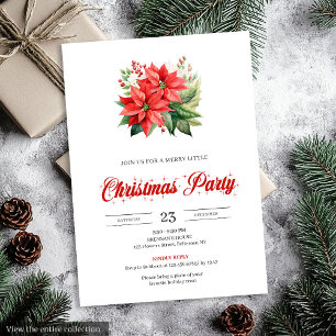 Invitation Poinsettia rouge tendance Fête de Noël