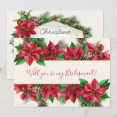 Invitation Poinsettia, sainte, métisse, femme de chambre (Devant / Derrière)