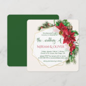 Invitation Poinsettia, sainte, pin Mariage de Noël (Devant / Derrière)