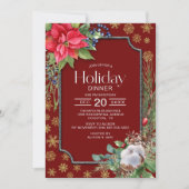 Invitation Poinsettia Snowflakes Soirée (Devant)