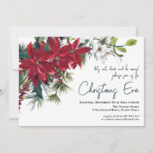Invitation Poinsettia vacances Floral | Soirée de Noël (Devant)