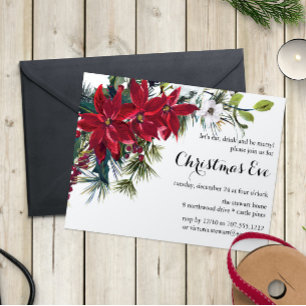 Invitation Poinsettia vacances Floral Soirée de Noël